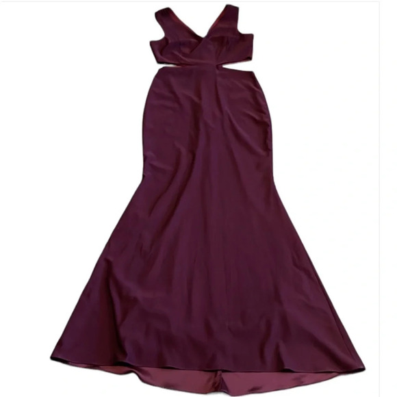 ARTI GOGNA Burgundy Prom Formal Dress Cut Out Sides Floor Length Sleeveless L - Picture 3 of 10